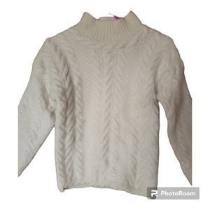 RARE HAND KNIT VTG Brooks Brothers ANGORA LambWool Womens Cable Knit Sweater S/M